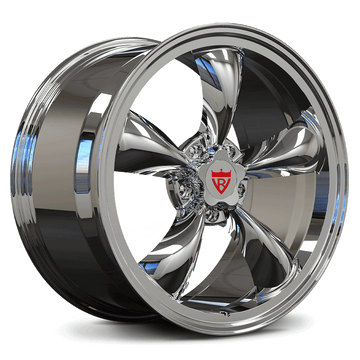 Custom forged monoblock wheel RV-MC09, vintage 5 spoke chrome rim, ideal for Corvette C8 and performance vehicles.
